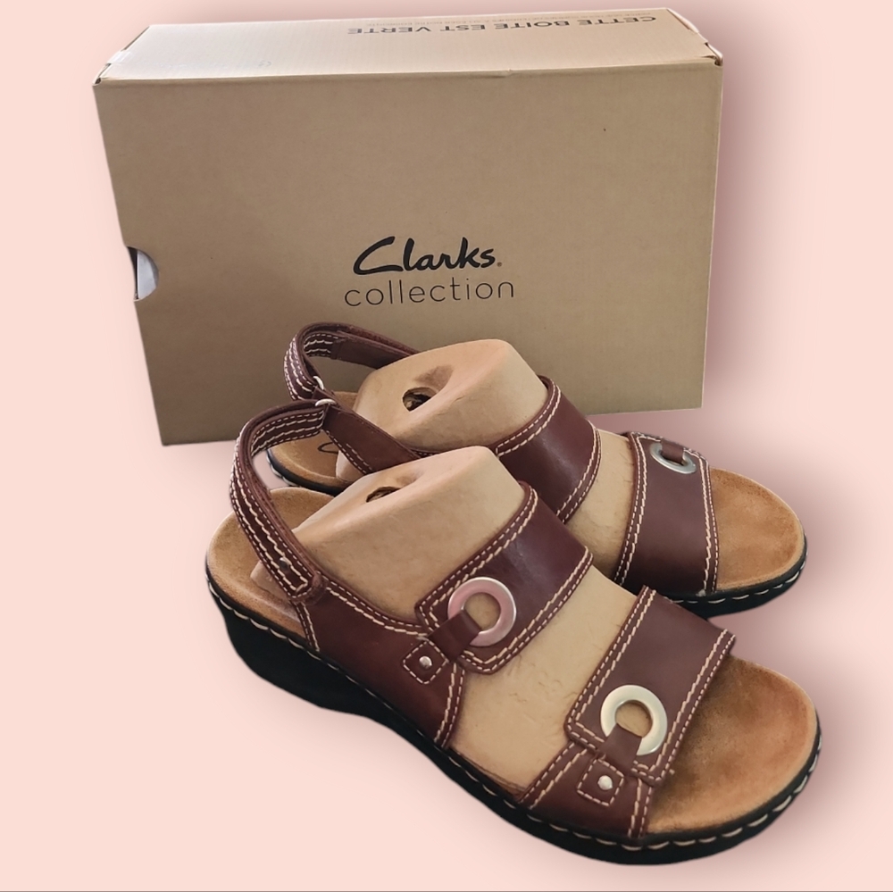 Clark's Brown Leather Sandals Women's 9